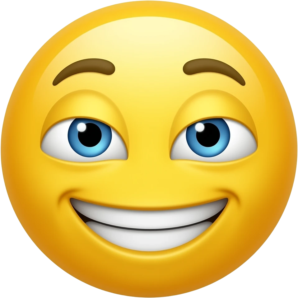 classic yellow 3D iOs emoji smirking flirty side eye emoji