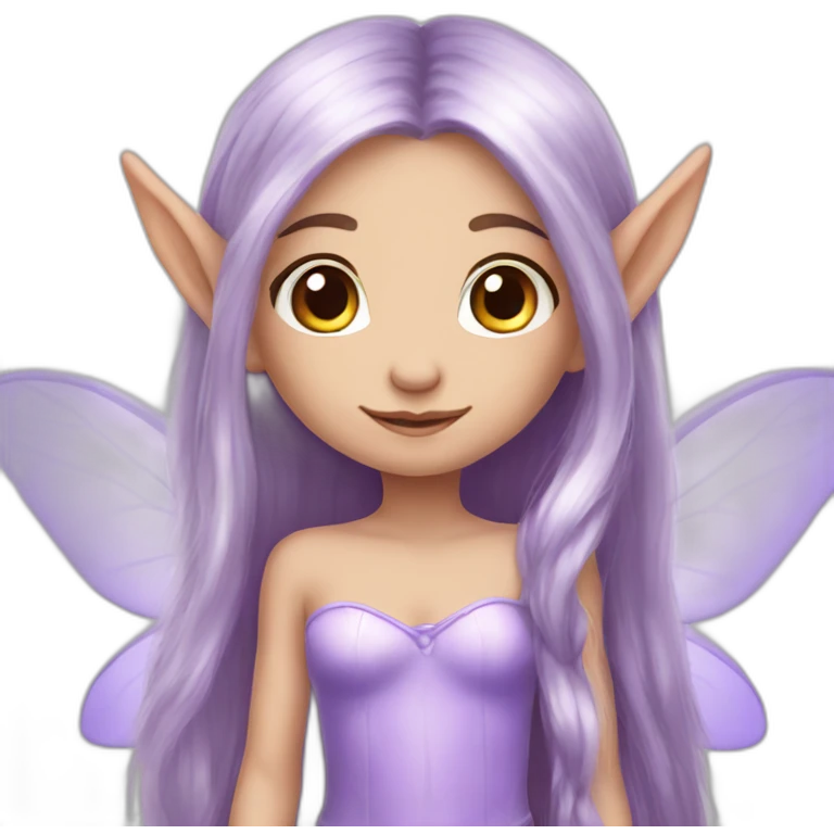 cute lilac elf fairy with long hair emoji