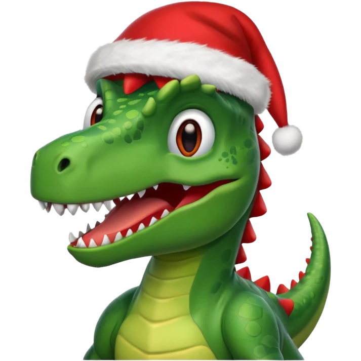 dinosaur with christmas hat emoji