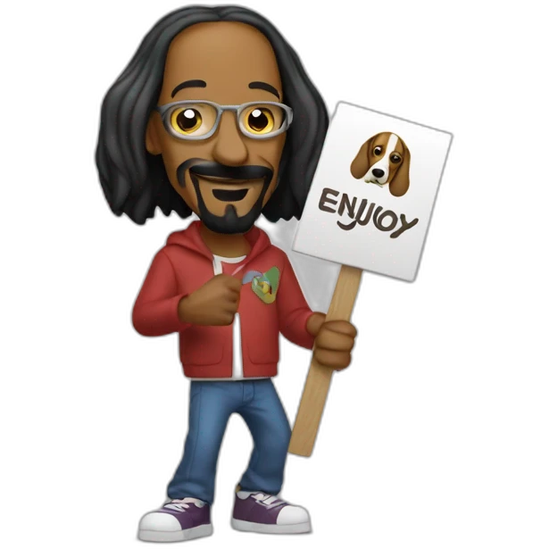 Snoop dog Holding a sign that says Enjoy emoji