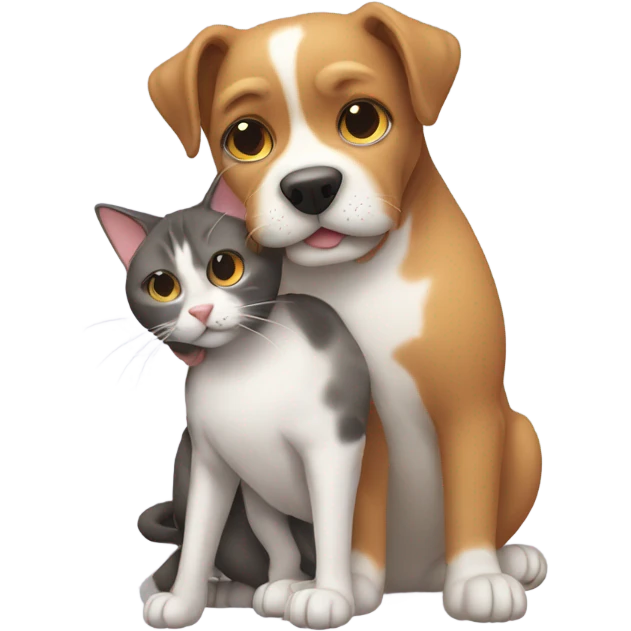 dog hugging a cat emoji