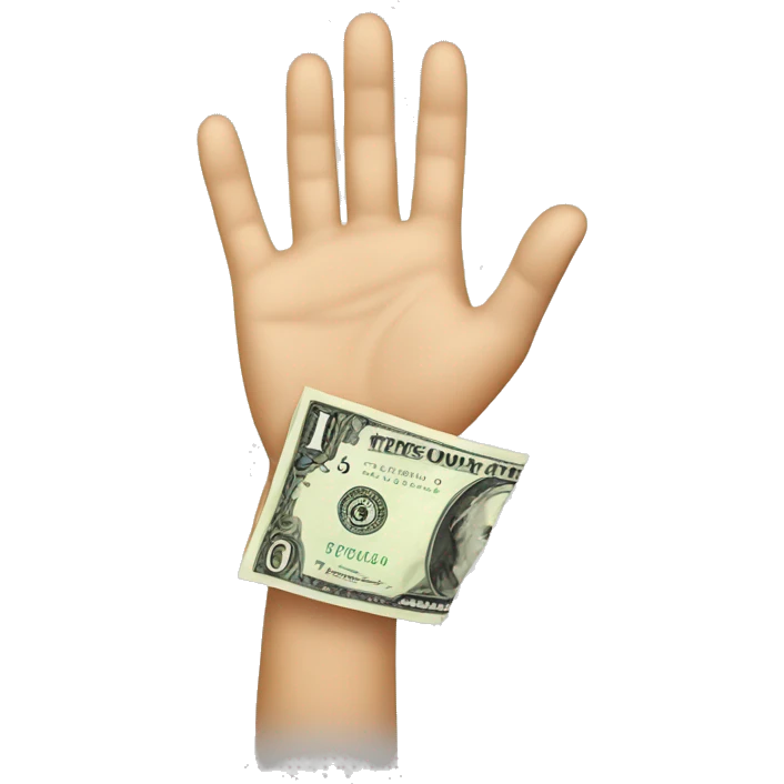 a hand giving money in the form of generosity emoji