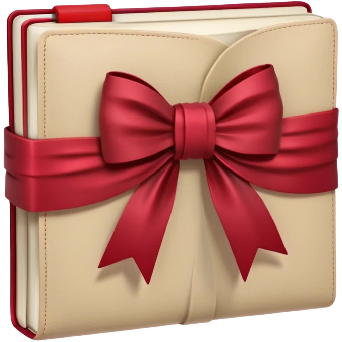 beautiful beige book wrapped in a crimson bow emoji