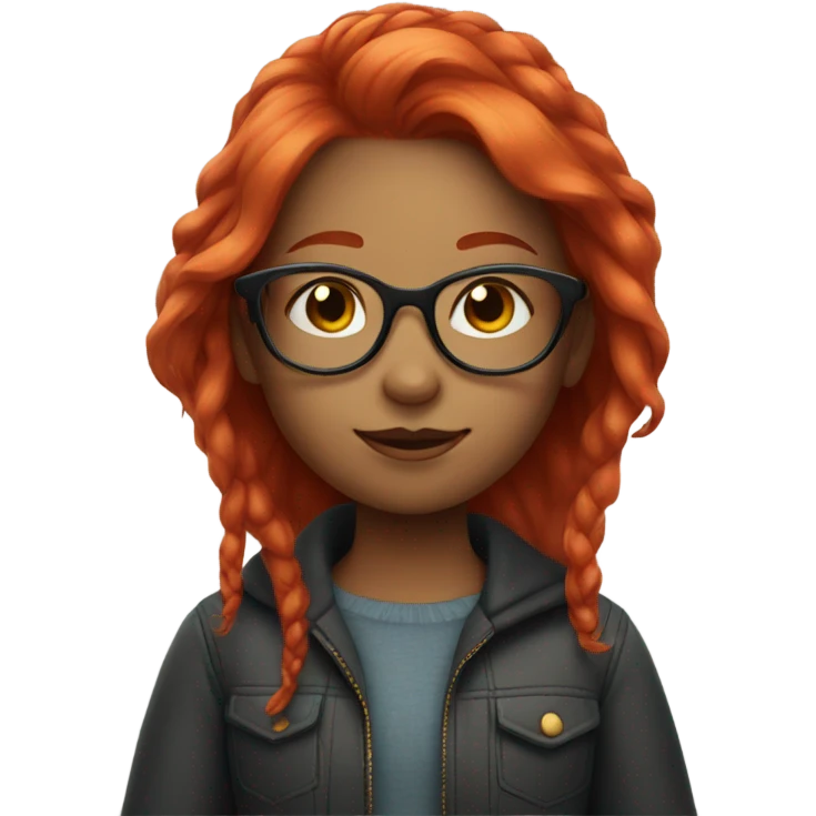 Girl with bright red hair and glasses emoji