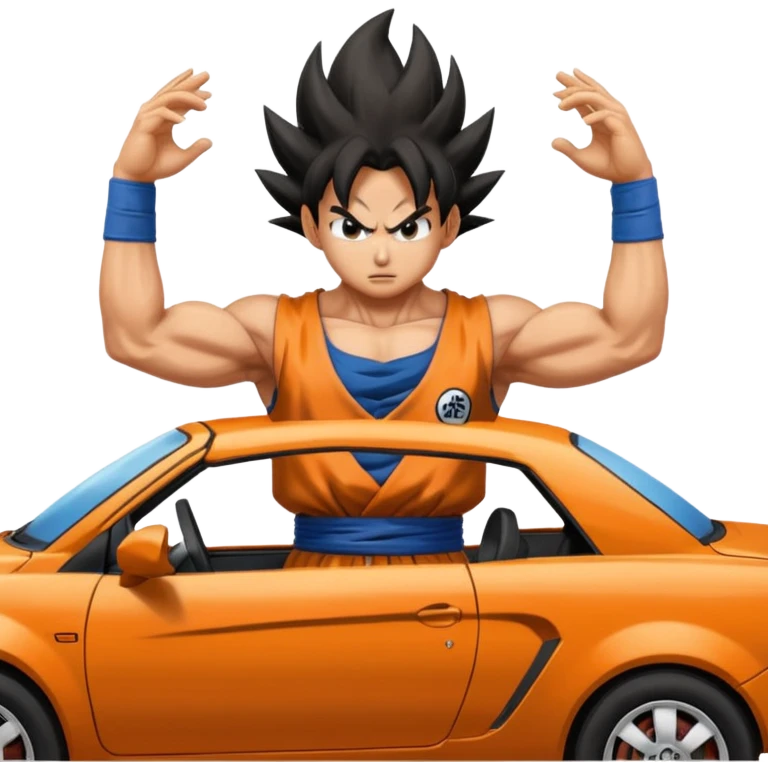 Goku crashes cars throw on Vegeta's head  emoji