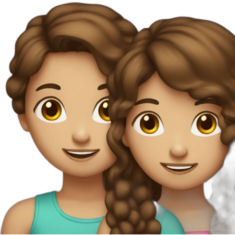 Brown hair girl loves her brown hair sister emoji