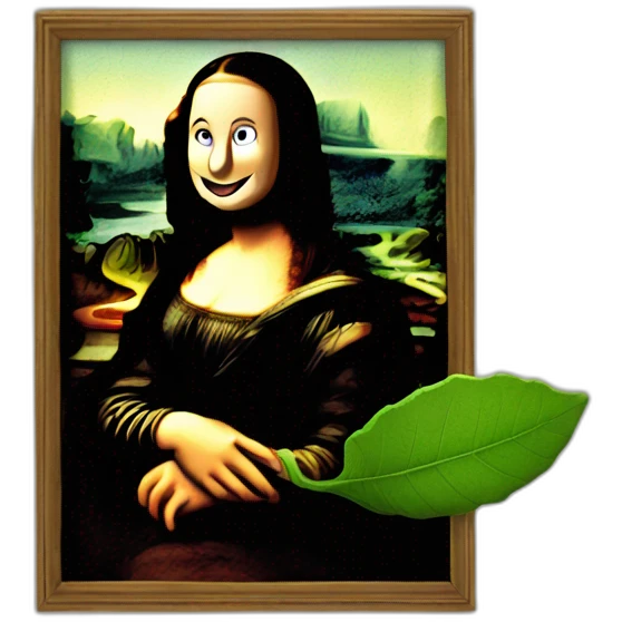 Mona Lisa holding th c leaf emoji
