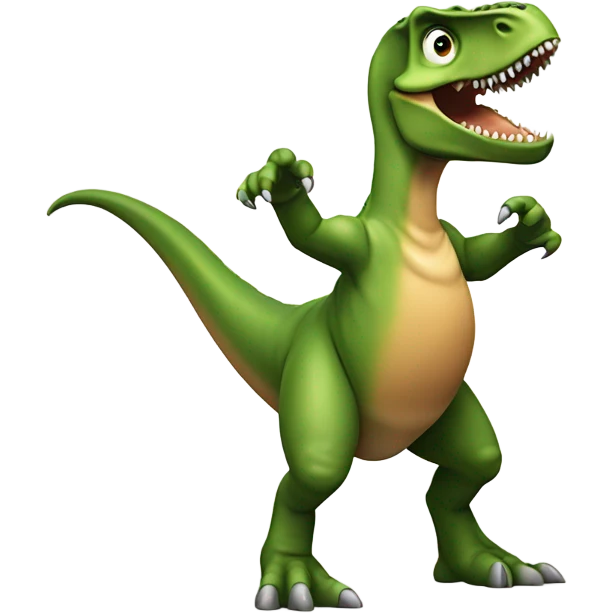 A dinosaur doing the dab emoji