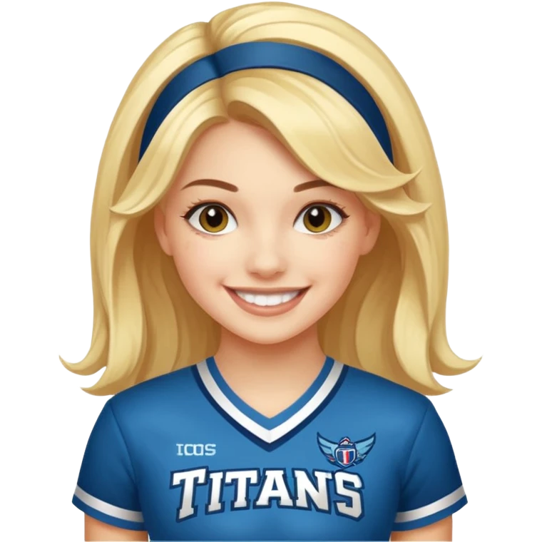 Cheerleader with the words “Sheehan Titans” on her uniform emoji