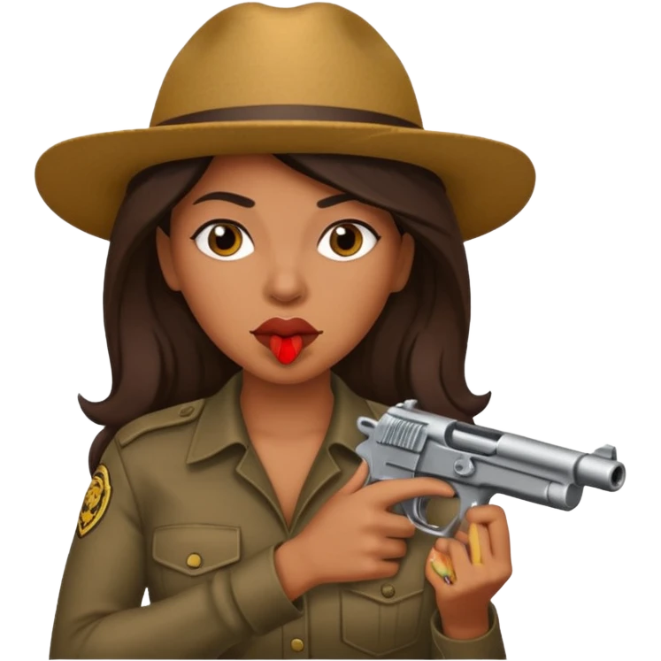 latina with gun in mouth emoji