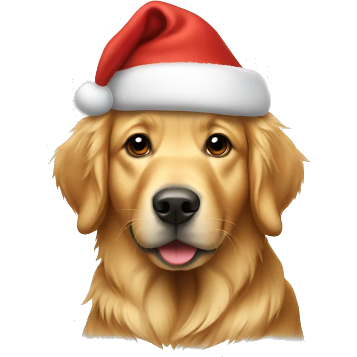golden retriever wearing a christmas hat  emoji