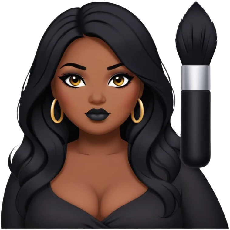 big plus size, long hair, baddie,pretty, makeup, black eyeliner, long hair emoji