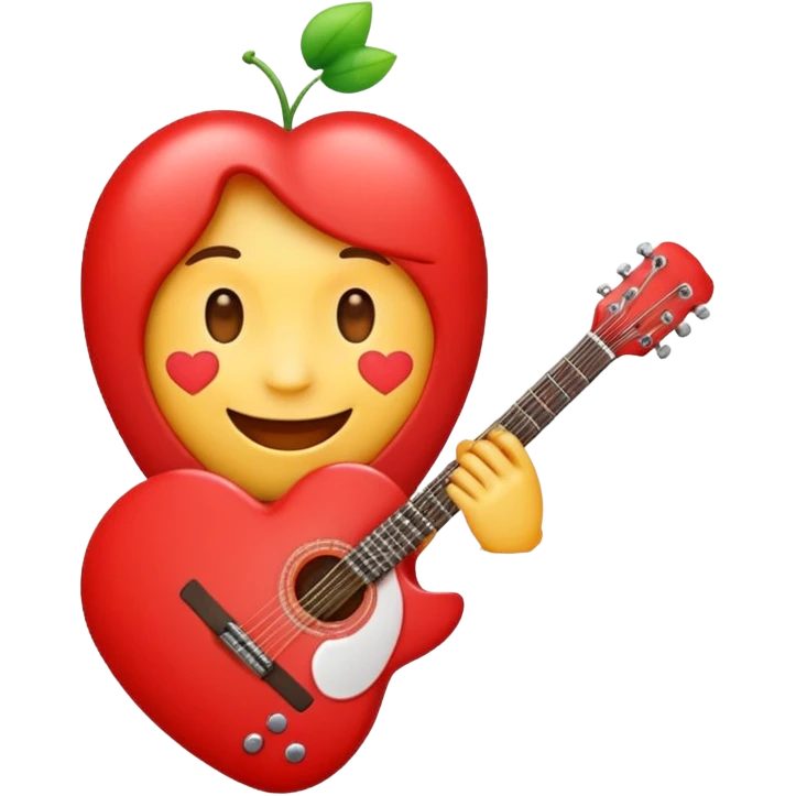 A cute emoji Heart how is holding a guitar and smile emoji