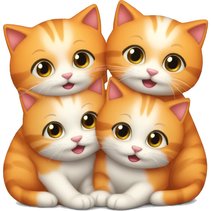 Orange cute 4 kitties together hugging  emoji