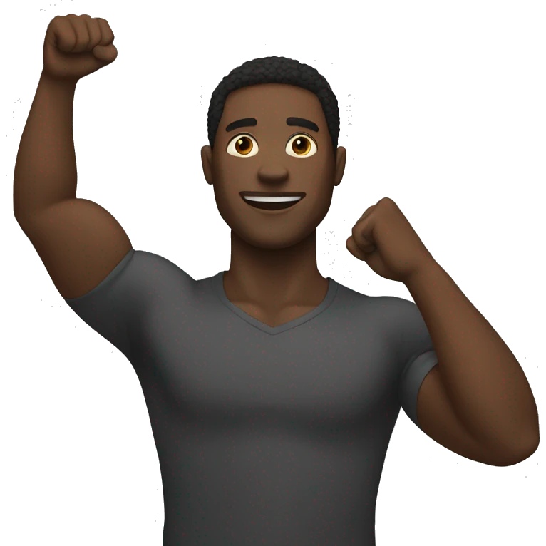 black man arms raised high emoji