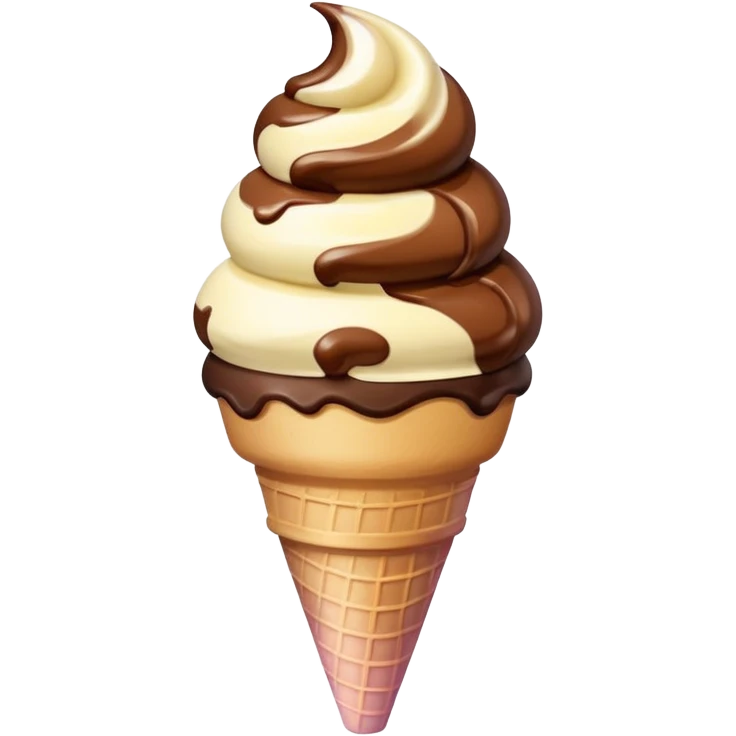 chocolate and vanilla swirl ice cream on cone emoji