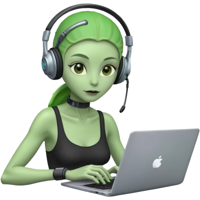 lady alien with laptop. emoji