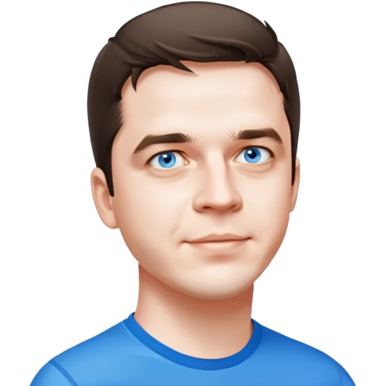 this man with blue eyes and a blue tshirt emoji