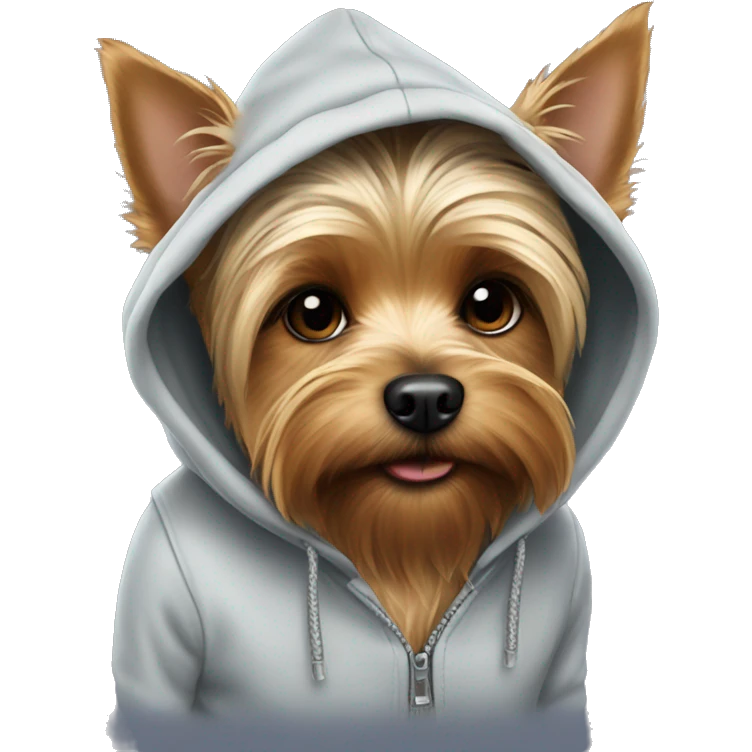 Yorkshire terrier in hoodie emoji
