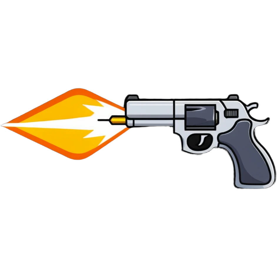 Cartoon gun blast with action effects emoji