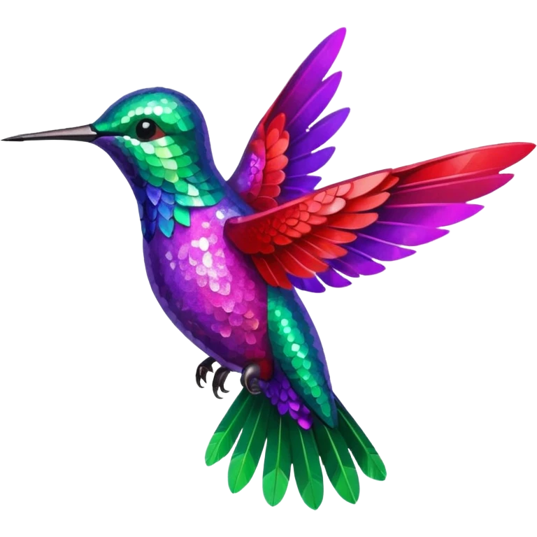 hummingbird with red and purple with glitter emoji