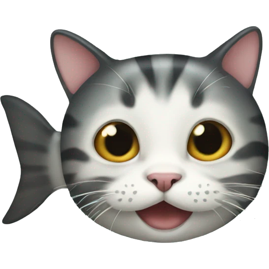 a cat turned into a fish emoji