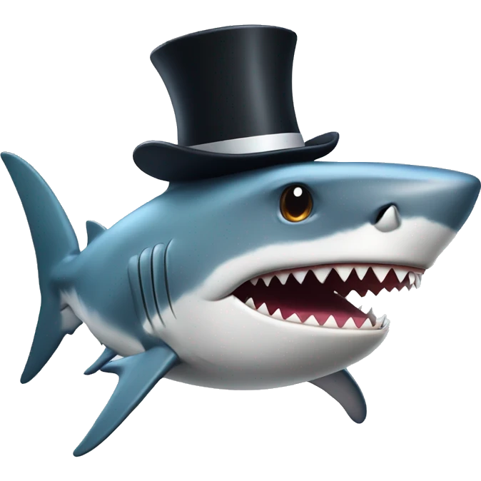 Shark with a top hat emoji