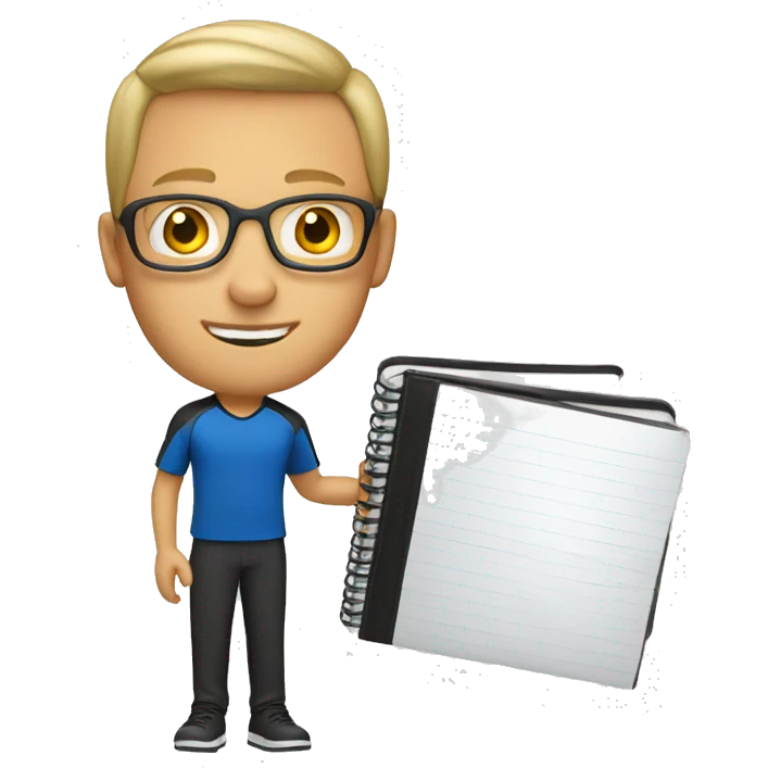 white young soccer coach holding a notebook emoji