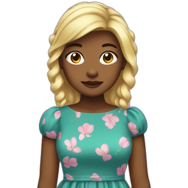 Erica in cute dress emoji