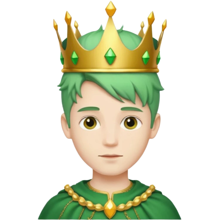 royal prince with green hair with crown emoji