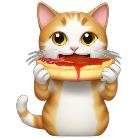 cat eating a flan emoji