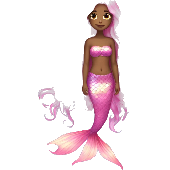 Iridescent mermaid long hair pink full body emoji