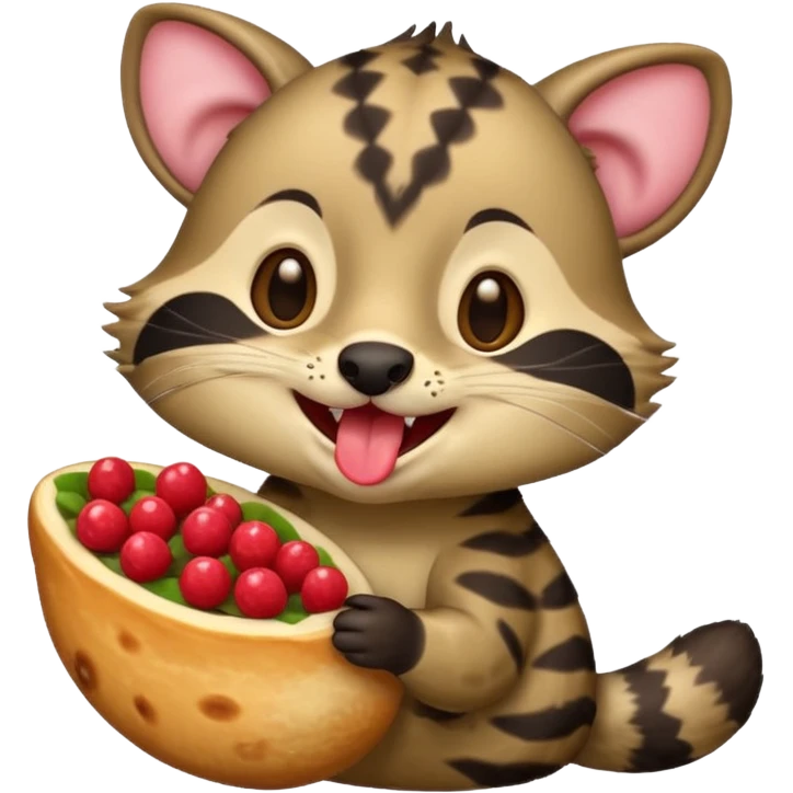 civet emoji with enjoying food with long tongue emoji