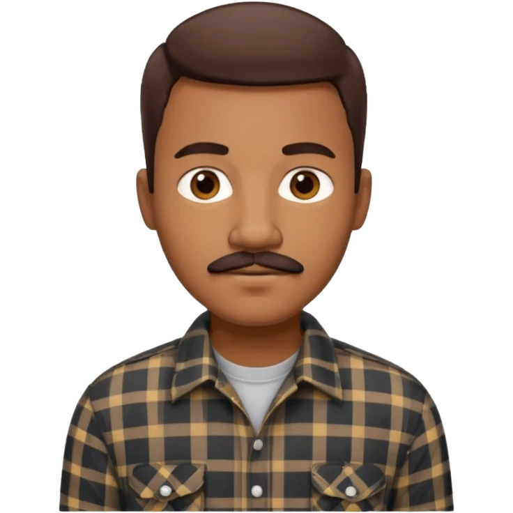 Black man with short brown hair, mustache, wearing a plaid shirt, sophisticated style, software engineer emoji