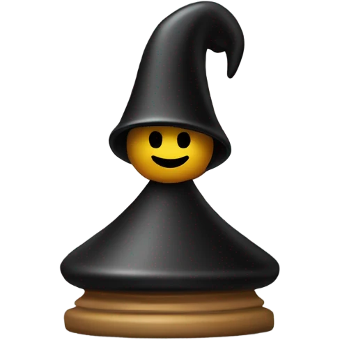 a minimalist black chess pawn with a wizard hat emoji