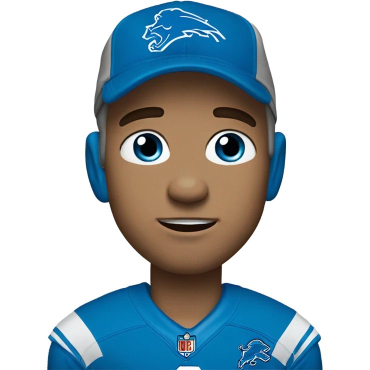 Guy with Detroit lions shirt on and blue eyes crying emoji