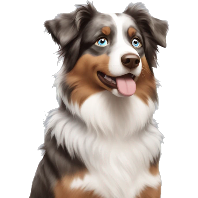 australian shepherd with a brown and a blue eye emoji