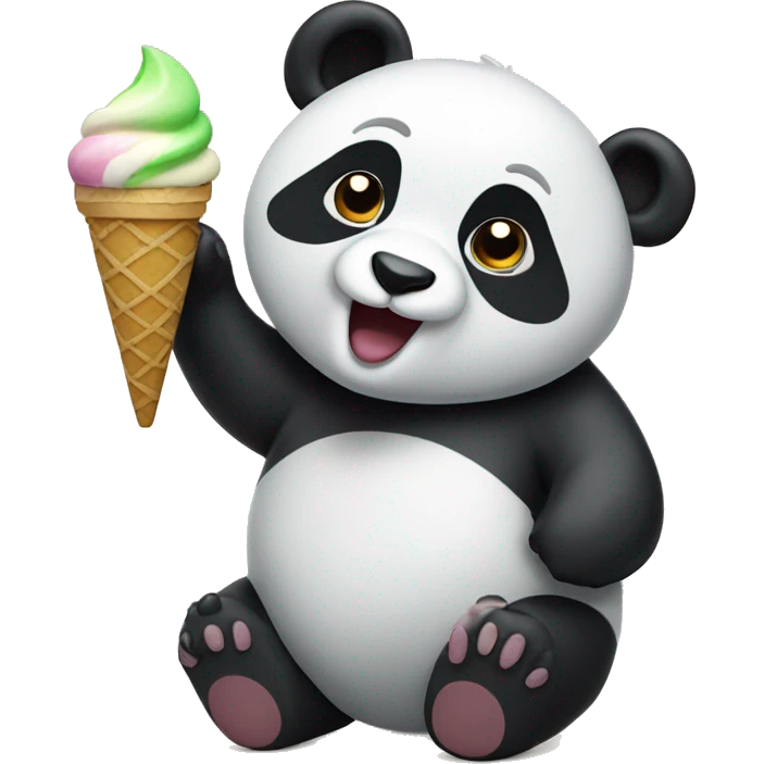 Panda eating ice cream emoji