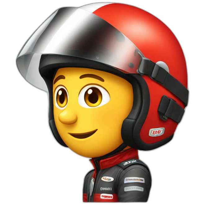 Casque de pilote rouge avec sponsor emoji