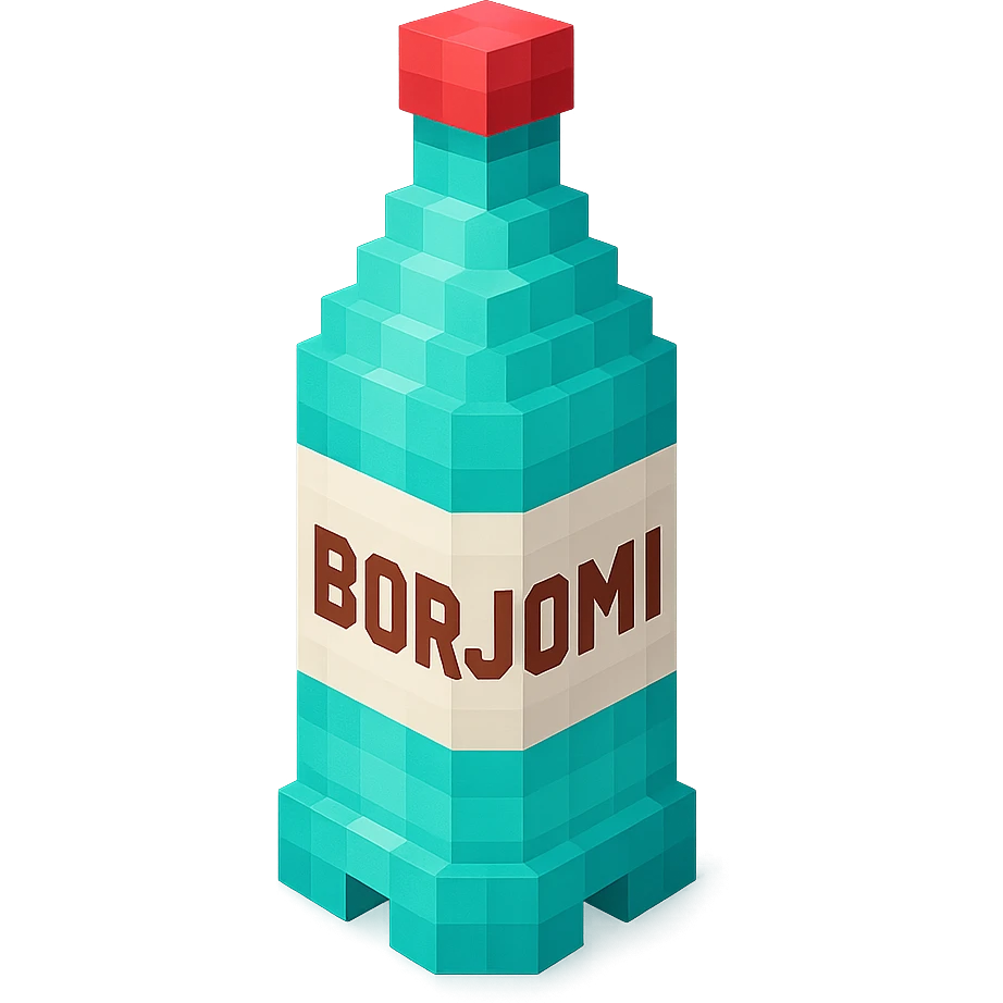 Borjomi bottle with a matte finish and subtle texture emoji