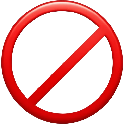 prohibition symbol, red circle with diagonal line through it emoji
