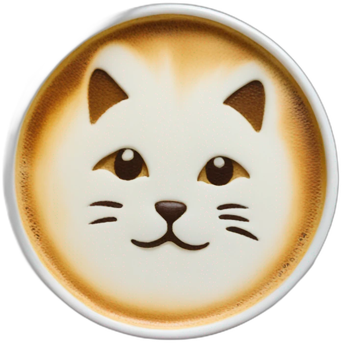 coffee cup latte art of cat face emoji