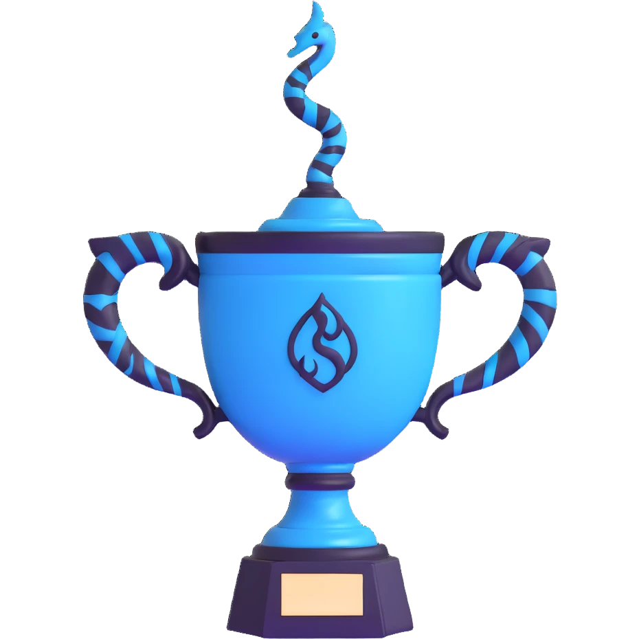 Triwizard Cup trophy with serpent handles, glowing blue magical cup from Harry Potter emoji