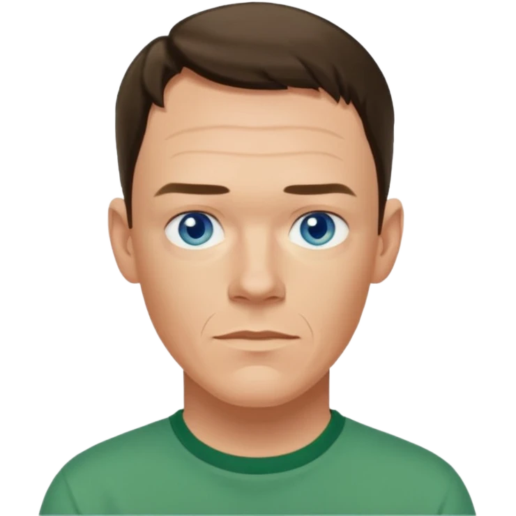 Matthew Lillard with blue eyes, green shirt emoji