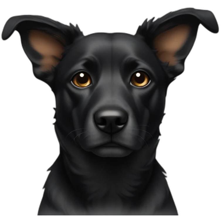 black street dog ears up emoji