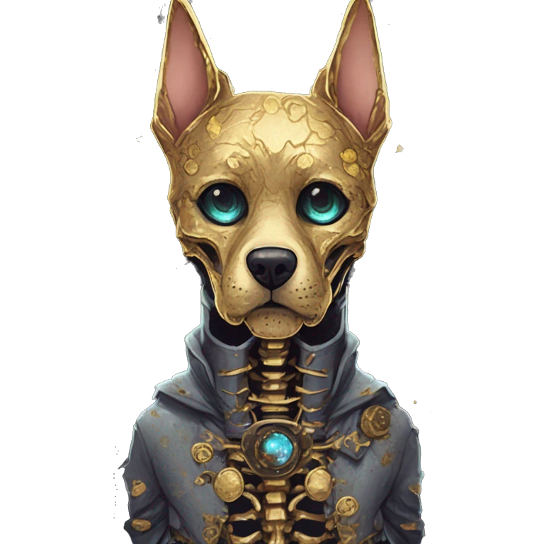 iridescent kintsugi fluffy zombie black brown gold dog fox head zombie skeleton gold mechanical nebula galaxy stars colorful flowers fairy lights vintage zombie emoji