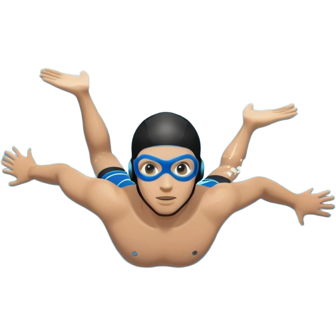 determined pool diver dives into a pool of confidence blue water underneath  emoji