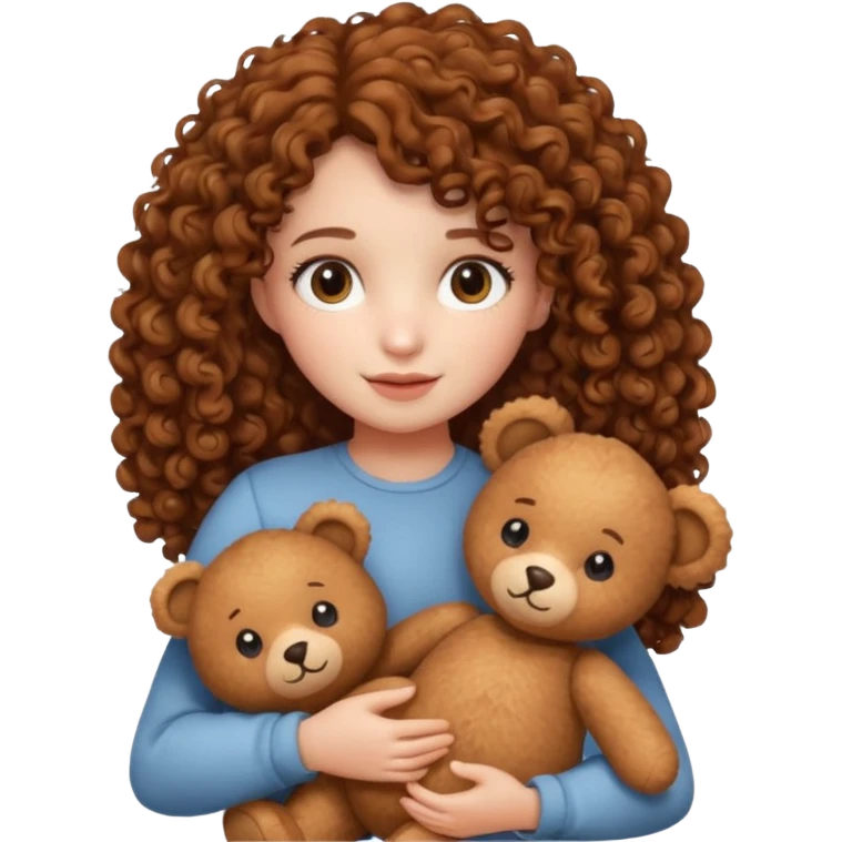 curly hair girl with bear  emoji