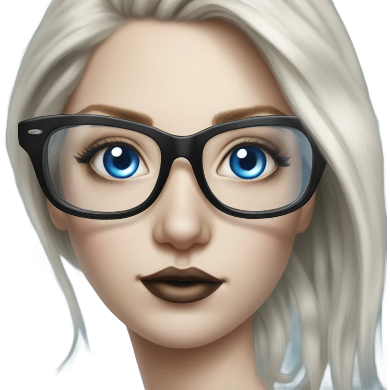 Photo Realistic pale female model tattoo glasses and blue eyes emoji