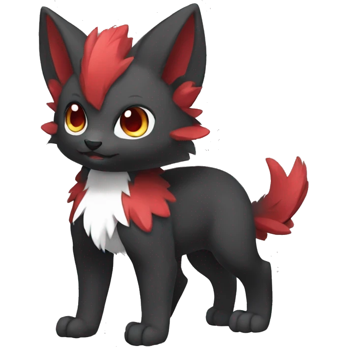 Cute cool black red animal hybrid Fakemon full body emoji